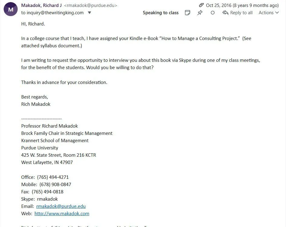 professor email october 25, 2016