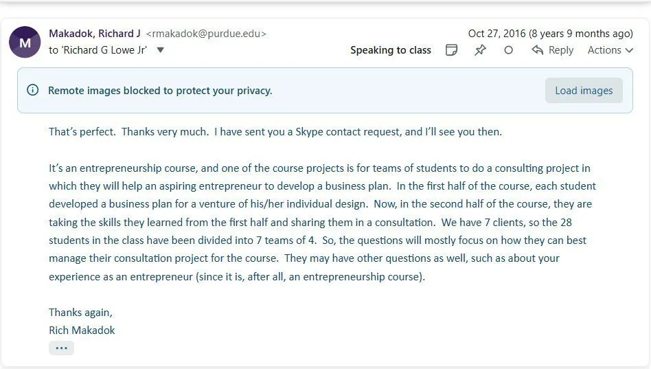 professor email october 27, 2016