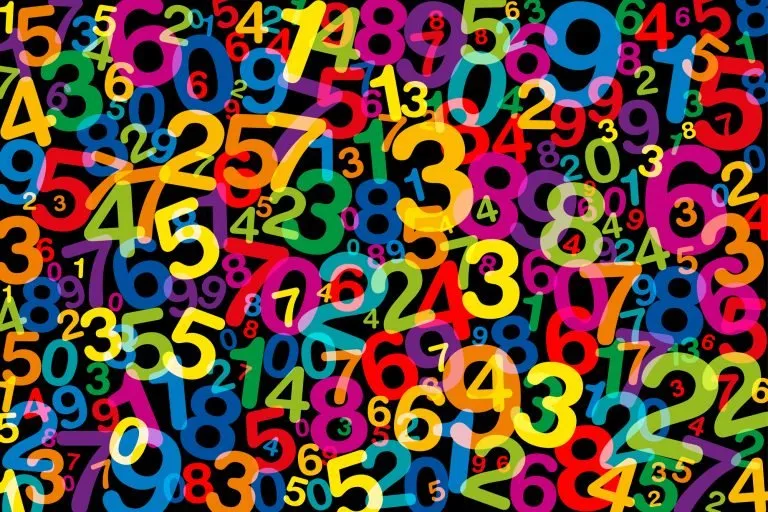 Colorful jumbled numbers on black background