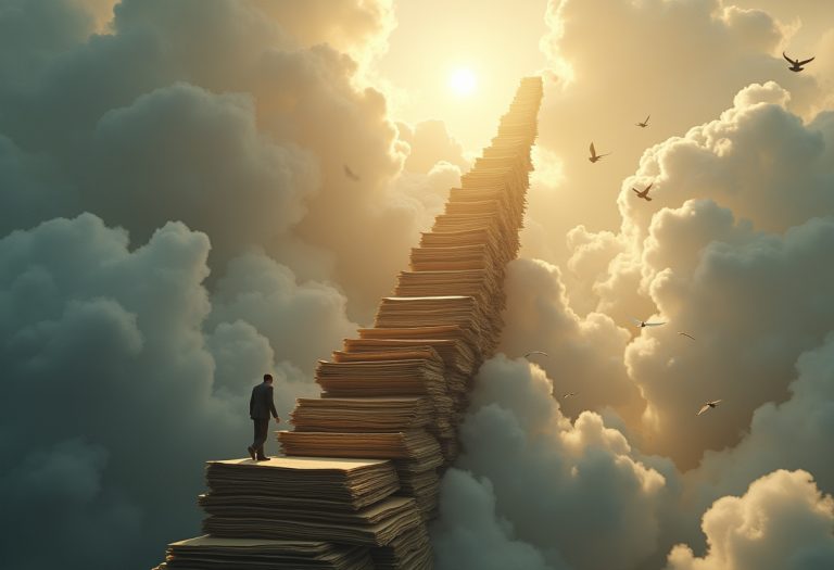 A person holding a printed manuscript next to a laptop, representing the gap between a finished draft and a published book.