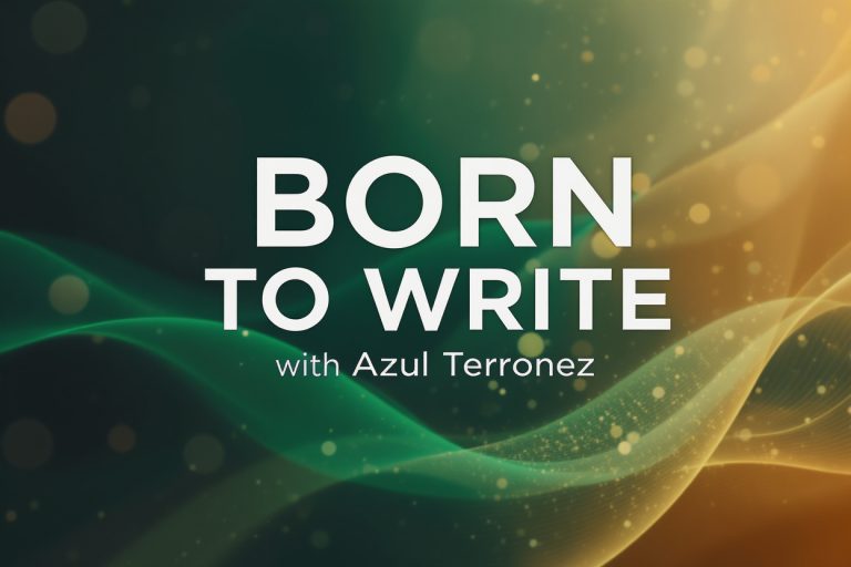 Azul Terronez and Richard Lowe sit across from each other in a podcast recording studio with microphones and headphones.