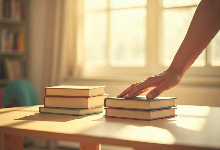 A stack of books with a few pulled out or marked, suggesting selection and rejection among many options.