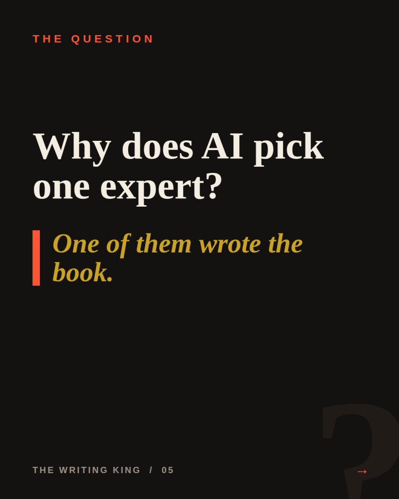 AI recommends the expert who wrote the book because a book is a machine readable authority signal