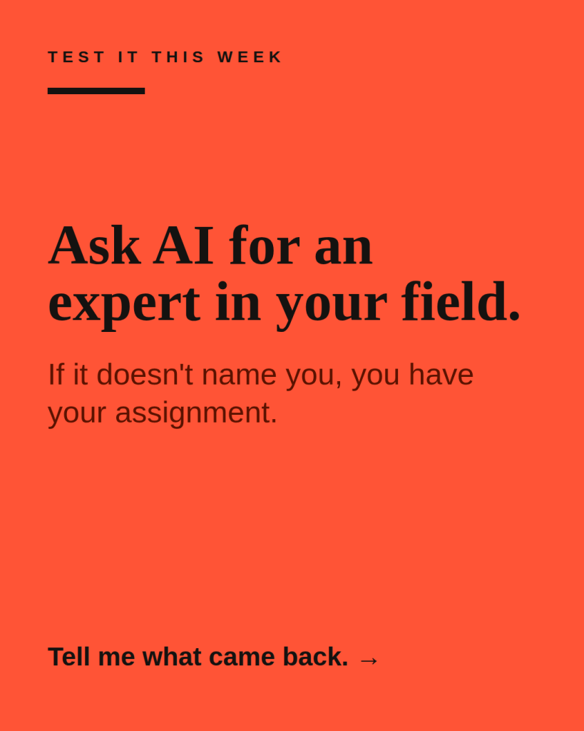 Test whether AI recommends you by asking ChatGPT for an expert in your field