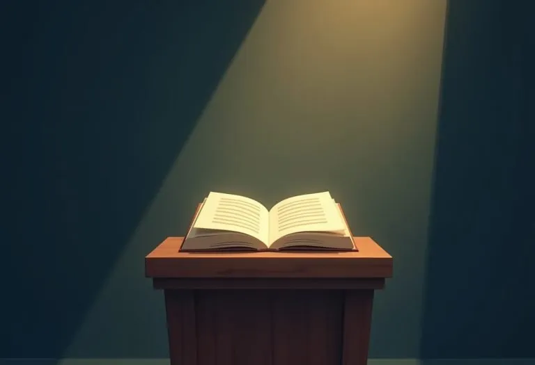 A person at a podium speaking to an audience, with focus on their posture and presence as they deliver words written by