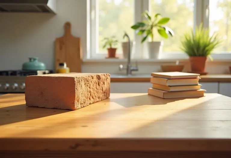 A brick propping open a doorway, or a folding chair in a room, symbolizing ordinary objects that carry weight in stories.