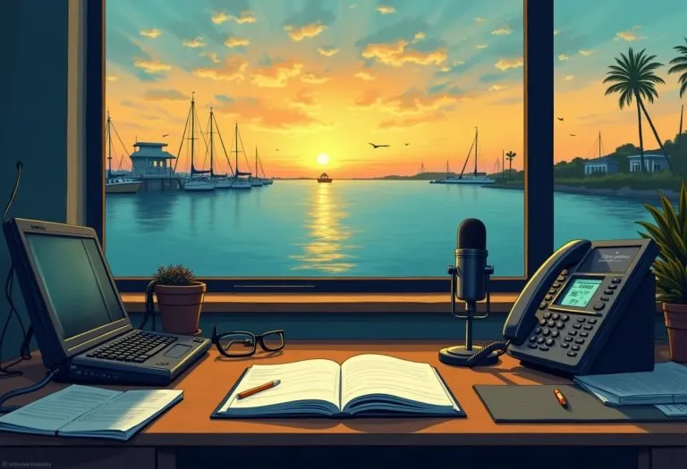 A person at a desk writing or typing, with papers and a coffee cup nearby, working on pitching their book to media outlets.