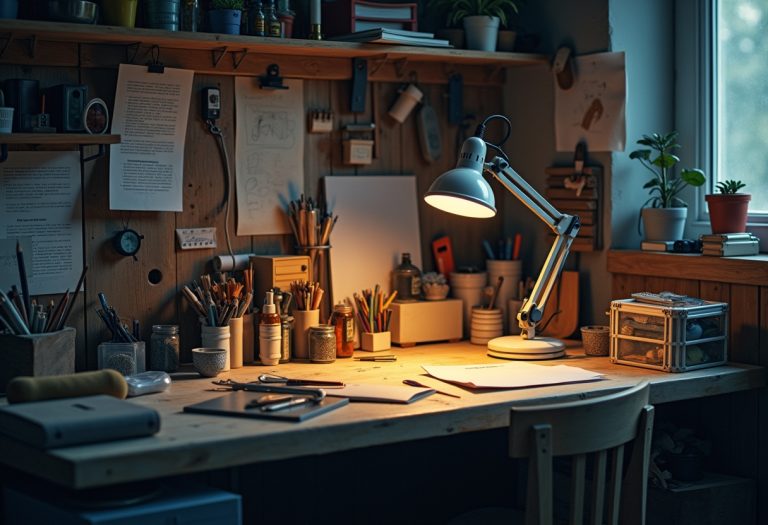 Person at a desk with papers and a coffee cup, looking focused while working on a laptop.