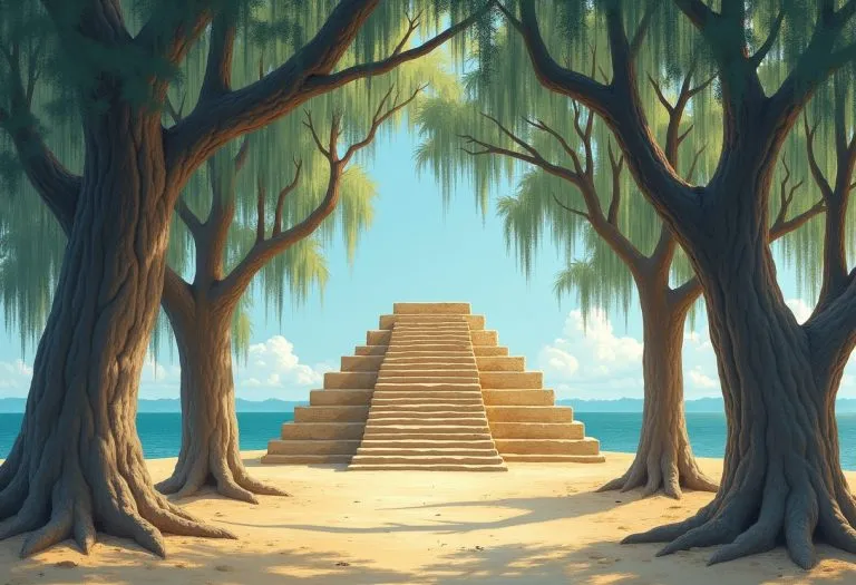 A flat-topped earthen mound rises above trees and picnic tables in a Florida park, built centuries ago by the Tocobaga