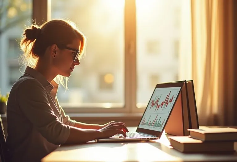 A person looking at their computer screen with a disappointed or frustrated expression after publishing their first book.