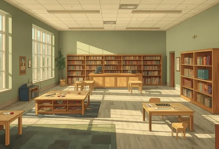 Illustration of a children's wing with art stations, for Barbara S. Ponce Public Library in Pinellas Park, Florida