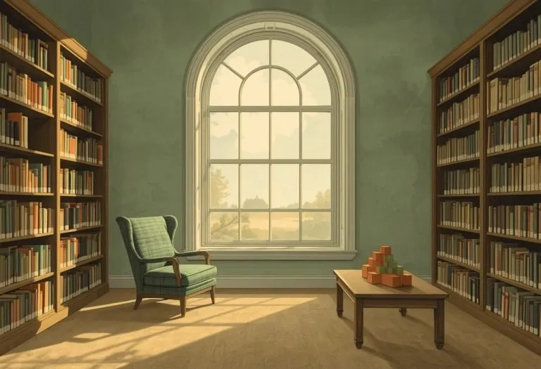 Illustration of a reading alcove with a large window, for Clearwater North Greenwood Library in Clearwater, Florida