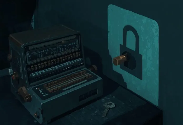 A Swiss encryption machine from Crypto AG, showing mechanical dials and switches used to scramble diplomatic and military