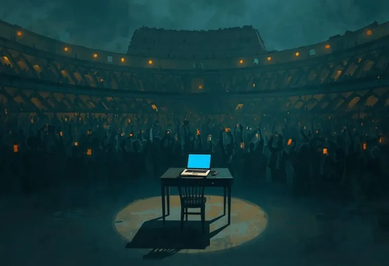 A frustrated writer surrounded by aggressive comments and notifications on a computer screen. TITLE: Facebook Writing Group