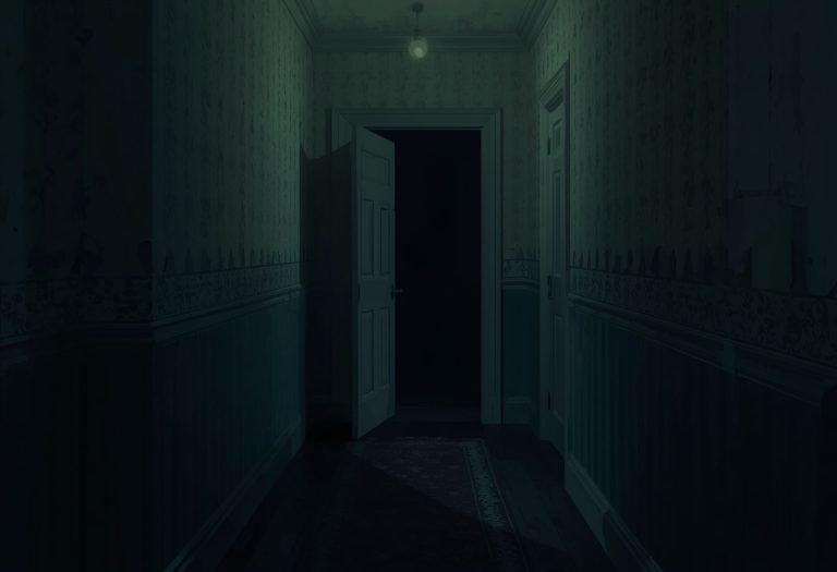 A dark, atmospheric scene from a classic horror film, with shadowy figures and dim lighting suggesting supernatural tension.