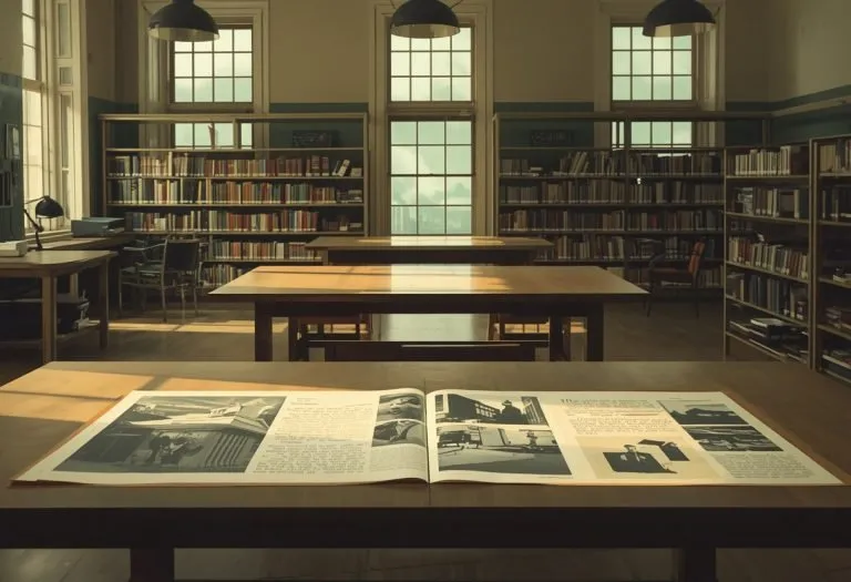 Illustration of a research room with archived prints, for John F. Germany Public Library in Tampa, Florida