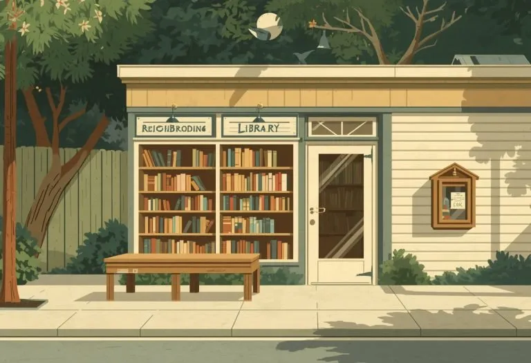 Illustration of a neighbourhood library display table, for North Community Library in St. Petersburg, Florida