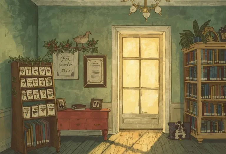 Illustration of a seed rack and a glowing light wall, for St. Pete Beach Public Library in St. Pete Beach, Florida