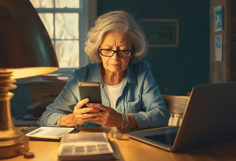 A frustrated person staring at a computer screen with download symbols and error signs floating around it.