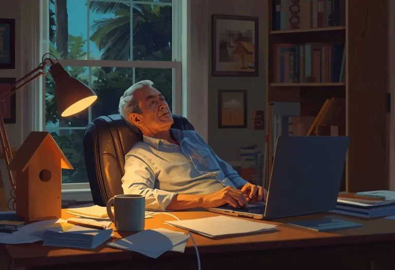 A person working at a desk with code on screen, building software tools with Claude instead of using commercial products.