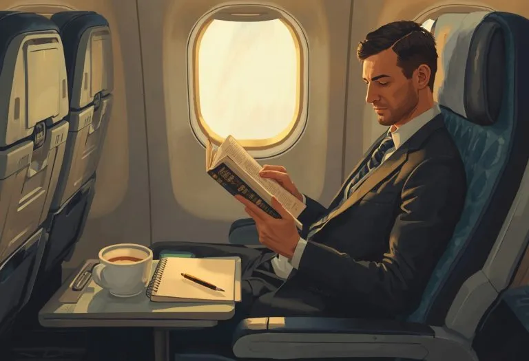 A business novel open on a desk next to a workbook, representing two alternative formats for teaching business concepts