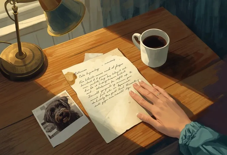 A handwritten letter or note with personal details visible, contrasting with a blank form or template.